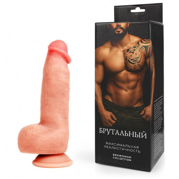 Телесный фаллоимитатор на присоске "Брутальный"