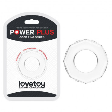Прозрачное эрекционное кольцо с гранями Power Plus Cockring