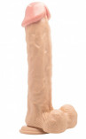 Телесный фаллоимитатор Realistic Cock 11" With Scrotum - 29,5 см.