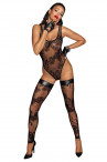 Боди с узорчатой вышивкой из флока Tulle body with patterned flock embroidery, черный