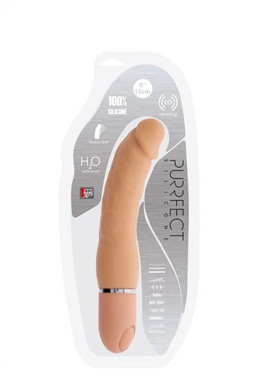 Телесный силиконовый вибратор-реалистик Purrfect Silicone Bendable 10Functions - 15 см.