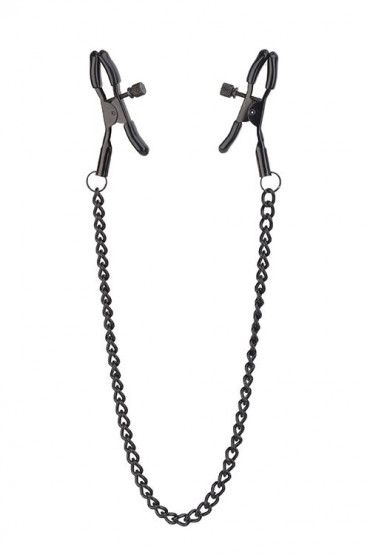 Черные зажимы на соски на цепочке Deluxe Nipple Clamps