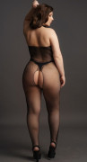 Кэтсьюит с доступом High Neck Fishnet And Lace Bodystocking, черный