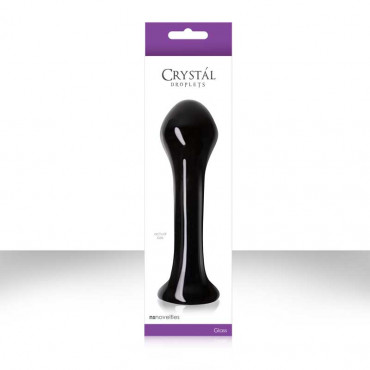 Черный стеклянный анальный стимулятор Crystal Droplets - 14,6 см.