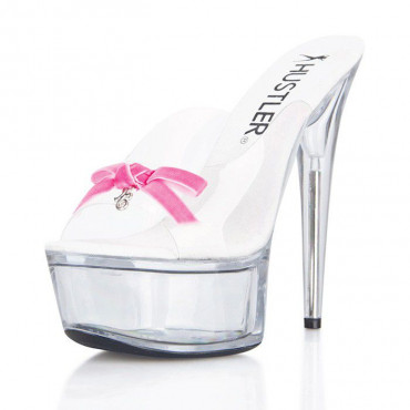 Прозрачные сабо с розовым бантиком Pink Bow, прозрачный