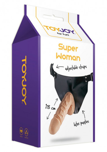 Телесный страпон Superwoman Strap-ON - 18 см.