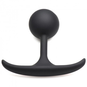 Черная анальная пробка с утяжелением Premium Silicone 3.9" Weighted Round Plug - 9,9 см.