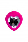 Розовая анальная втулка Diamond Heart с прозрачным кристаллом - 8 см.