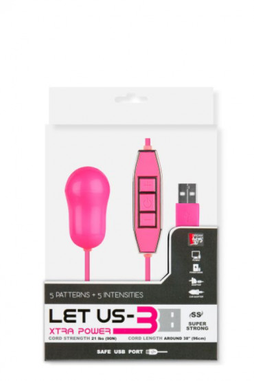 Розовый вибростимулятор с питанием от Usb Let US-B 10 Rhythms Bullet Large Pink
