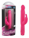 Розовый вибратор с клиторальным отростком Honey Bunny - 21,5 см.