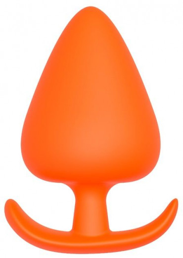 Оранжевая анальная пробка Plug With T-Handle - 7,7 см.