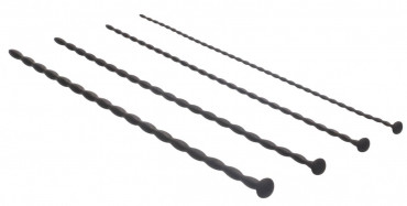 Набор из 4 черных стимуляторов уретры Spiral Screw Plug Set
