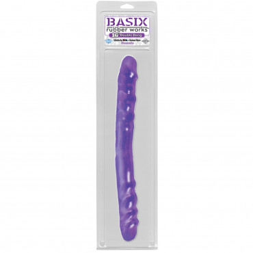 Фиолетовый двойной фаллоимитатор Basix - 38,5 см.