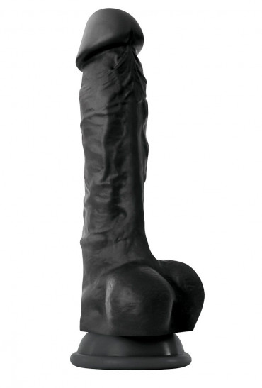 Чёрный фаллоимитатор на присоске Colours Pleasures 7" Dildo - 22,3 см.