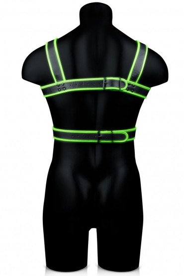 Стильная портупея Body Harness с неоновым эффектом - размер S-M, черный с зеленым