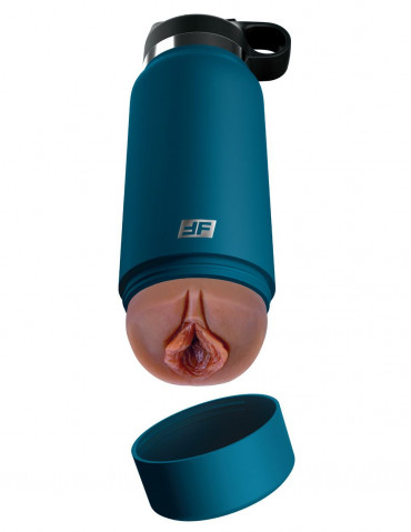 Смуглый мастурбатор-вагина в синей колбе F*ck Flask