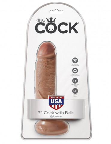 Фаллоимитатор-мулат с мошонкой 7" Cock with Balls - 19,4 см.