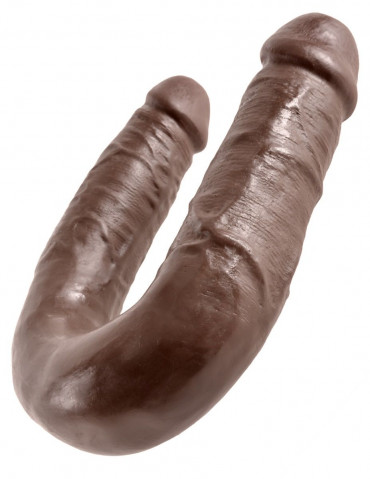 Коричневый U-образный фаллоимитатор U-Shaped Medium Double Trouble - 34,6 см.