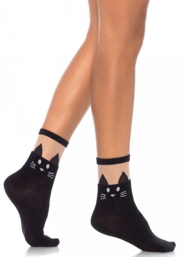 Носки с котиками Black Cat Opaque Anklet