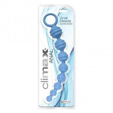 Синяя анальная цепочка Climax Anal Anal Beads Silicone Ridges - 32,6 см.