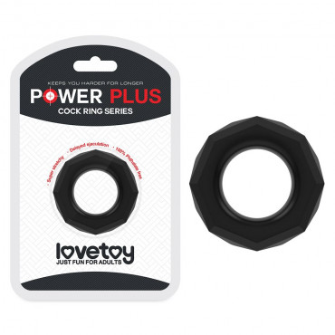 Черное эрекционное кольцо с гранями Power Plus Cockring