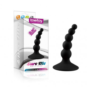 Черный анальный стимулятор с шариками Lure me Beaded Anal Plug - 10,3 см.