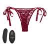 Кружевные трусики с клиторальным вибратором Remote Control Lace Thong Set, малиновый с чёрным