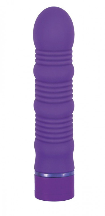 Фиолетовый ребристый вибромассажёр Maxx Power Vibe - 19 см.