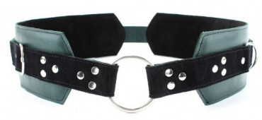 Изумрудный пояс с колечками для крепления наручников Emerald Leather Belt, изумрудный