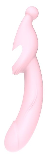 Розовый вибромассажер 2-Way Pleaser - 21 см.