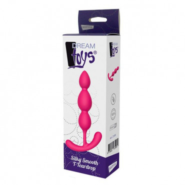Розовый анальный стимулятор Silky Smooth T-Teardrop - 11 см.