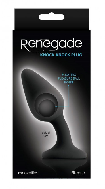 Чёрная анальная пробка со смещенным центром тяжести Renegade Knock Knock Plug - 11,9 см.