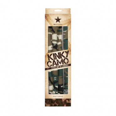 Камуфлированный ошейник с поводком Kinky Camo