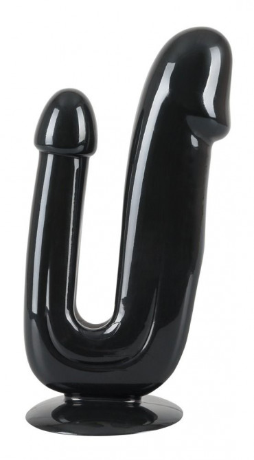 Чёрный анально-вагинальный фаллоимитатор Duo Dildo - 17,5 см.