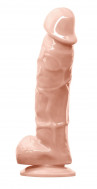Телесный фаллоимитатор с мошонкой на присоске 5 Inch Dildo - 17,5 см.