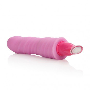 Розовый гнущийся вибромассажёр 10-Function Pleasure Bendie Vibes - 20 см.