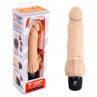 Телесный вибратор-раелистик с клиторальными лепестками 7" Realistic Vibrator - 21,5 см.