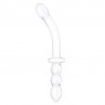 Изогнутый стеклянный фаллоимитатор 12’’ Girthy Ribbed G-Spot Glass Dildo With Handle Grip Double Ended - 30 см.