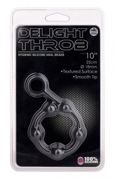 Чёрная анальная цепочка Delight Throb Anal Spiked Beads - 25 см.