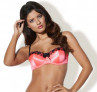Бюстгальтер, отороченный кружевом с ресничками, Balconetbra Neon Coral, коралловый