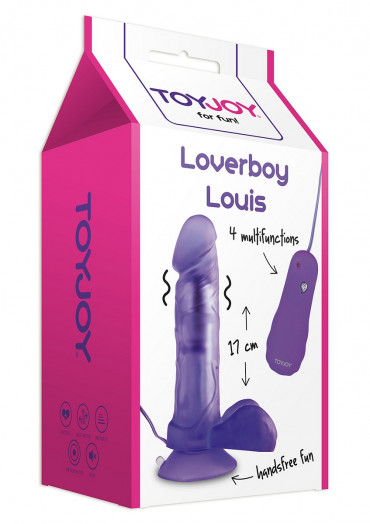 Фиолетовый вибратор на присоске Loverboy Louis - 16,5 см.