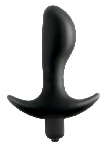 Чёрная анальная вибропробка с широким основанием Vibrating Perfect Plug - 12,5 см.