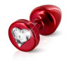 Красная анальная пробка с кристаллом-сердцем Anni R Heart Red T1 - 6 см.