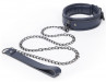 Тёмно-синий кожаный ошейник с поводком No Bounds Collection Collar & Chain