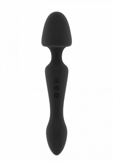 Чёрный двусторонний вибратор Sasha - 22,5 см.