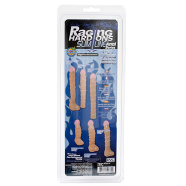 Тонкий анальный фаллос с мошонкой Raging Hard-Ons Slimline 7" Ballsy - 18,5 см.