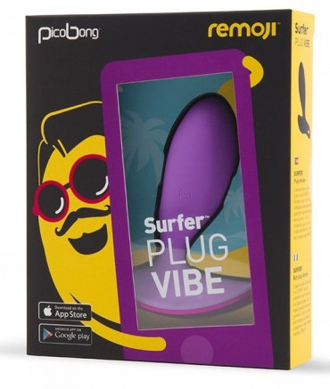 Фиолетовая анальная вибропробка Surfer Plug Vibe с управлением со смартфона