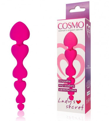 Ярко-розовая анальная цепочка Cosmo - 14,5 см.