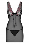 Полупрозрачная сорочка с вышивкой Musca chemise, черный