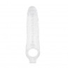Прозрачная насадка на пенис с подхватом Mighty Sleeve With Ball Loop - 22 см.